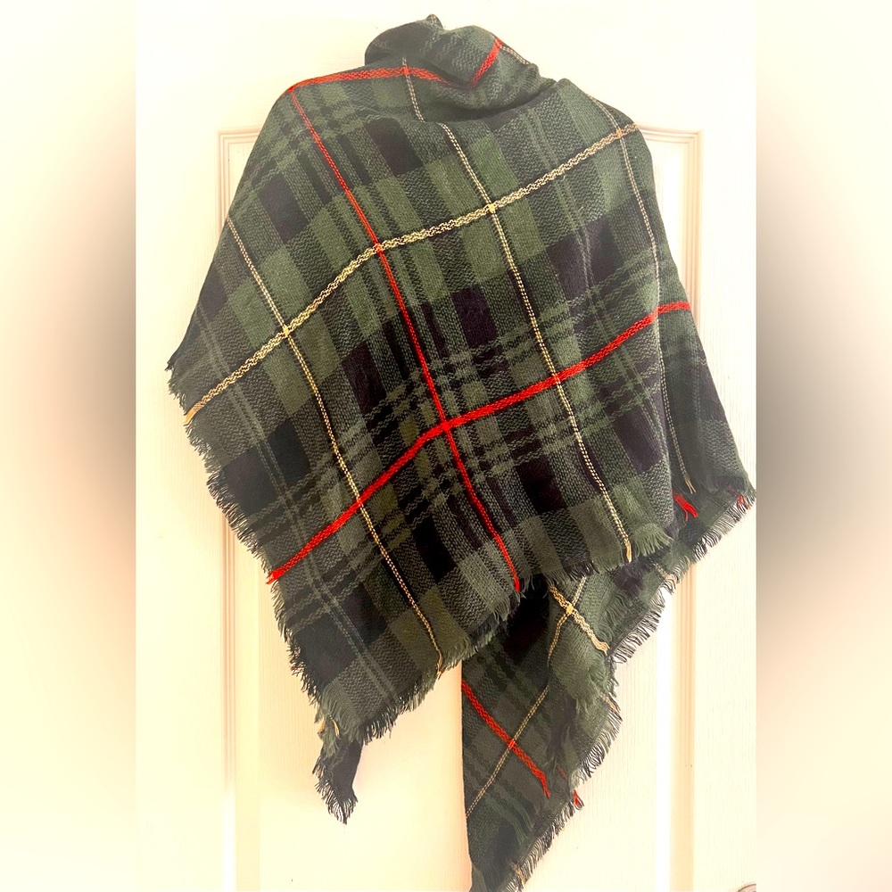 Green, Black, Red, Yellow Blanket Scarf Wrap Shawl Warm Scarf One Size